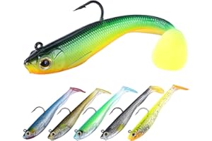 DAMOMO Pre-Rigged Jig Head Soft Fishing Lures, Fishing Baits with Paddle Tail, Premium Swimbait for Bass Fishing, Sinking Fishing Lures for Saltwater Freshwater, Trout Crappie Pike