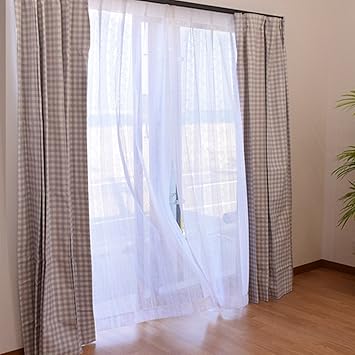 Amazon 厚地カーテンとレースカーテンのセット 1級遮光カーテンとミラーレース ラベンダーチェックset 幅100cm 丈135cm 4枚組 こだわり安眠館 レースカーテン 通販