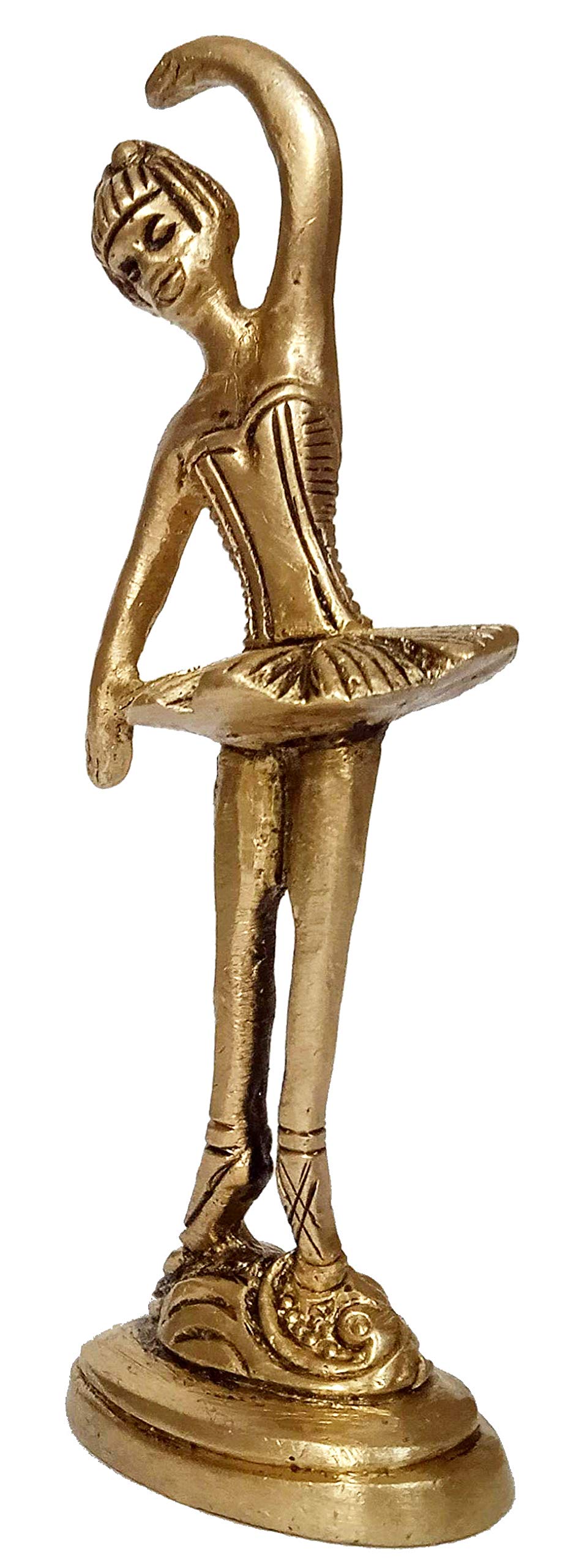 Purpledip Brass Statue Ballet Dancing Girl: Ballerina In Dance Pose (12264C)