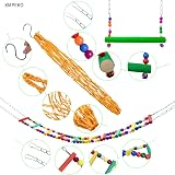 XMPEKO Chicken Coop Toys 6PCS Xylophone Swing Ladder Skewer Feeder Mirror Wood view 4