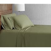 Brooklyn Loom Classic Cotton Sheet Sets Olive Green Cotton 4-Piece Queen Sheet Set, Solid Color Themed, for Men and Women, Oeko-TEX Certified Confidence