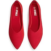 ATHMILE Pointed Toe Flats for Women Dressy Bronze Work Shoes Business Casul Knit Ballet Flats Slip on Office Ladies Comforttable Dress