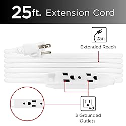 UltraPro 25 Ft Indoor Extension Cord 3 Outlet