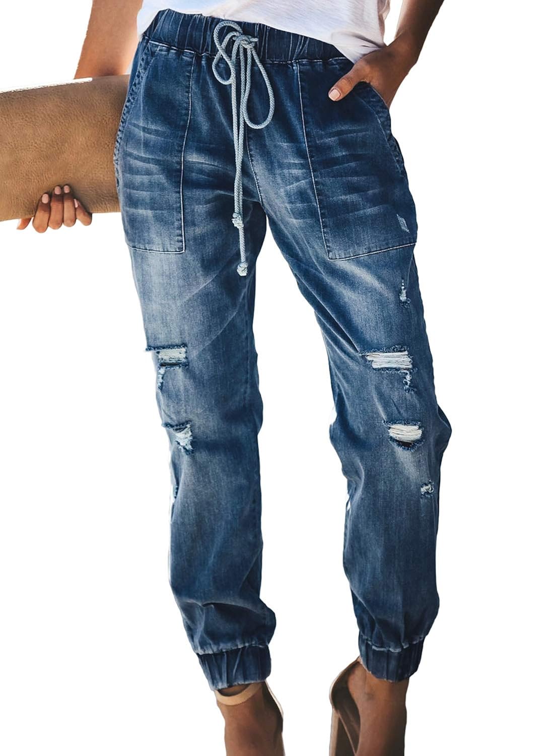 womens ripped joggers