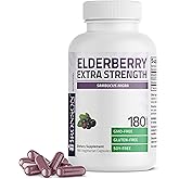 Bronson Elderberry Extra Strength, Supports Healthy Immune System & Antioxidant Protection, Non GMO, 180 Vegetarian Capsules