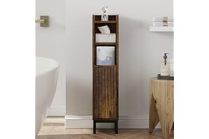 FerniTry Small Bathroom Storage Cabinet, Corner Floor Narrow Toilet Paper Cabinet with Door and Shelves,Bathroom Organizer wi