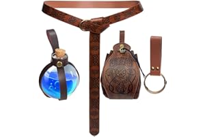 SUMGOGO Belt Pouch Waist Bag 4PCS Retro Medieval Viking Bag Leather Belt Renaissance Halloween Festival Cosplay Costume Accessories (3-Bottle)