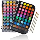 Artecho 48 Colors Watercolor Paint Set, 3 Brushes | Washable Pan Watercolor, Travel Portable Design, for Card Making, Illustrations, Painting