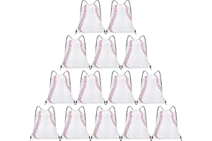 Grneric 14 Pcs Drawstring Bags Softball Baseball Basketball Football Goodie Favor Bags Cinch Bag Sackpack for Sports Teams (Baseball)