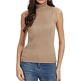 INKOFF Women’s Sleeveless Turtleneck Tops Ribbed Slim Fitted Turtle Neck Sweater Vest Dressy High Neck Knit Top