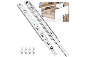 BAIDICE 1 Pair Full Extension Ball Bearing Drawer Slides 8 10 12 14 16 18 20 22 24 Inch 100 LB Load Capacity Side Mount File Cabinet Rails Dresser Metal Runner Trash Can Kitchen Slider Glide Silver