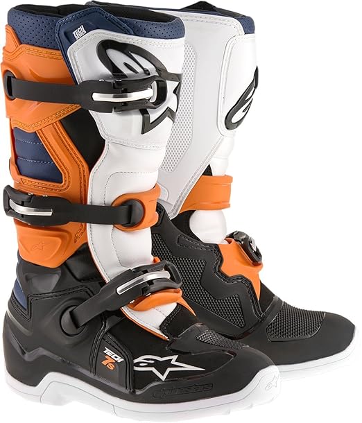 Alpinestars UnisexChild Tech 7S Youth Boots (Black/Orange/Blue, Size 4