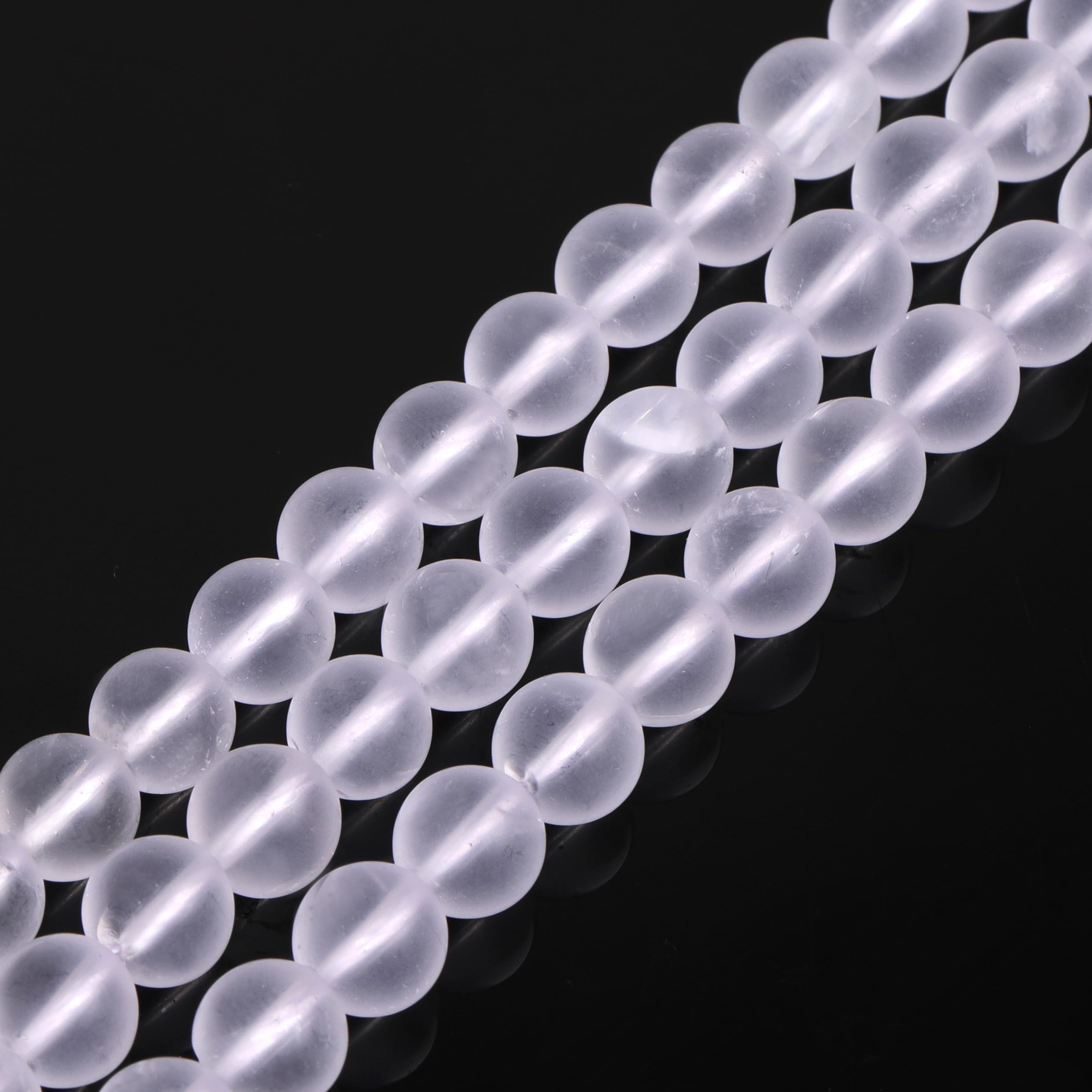 SHGbeads 8mm Frost Matte Rock White Quartz Crystal Semi Precious Gemstone Round Loose Beads for Jewellery Making DIY Handmade Craft Supplies 15"