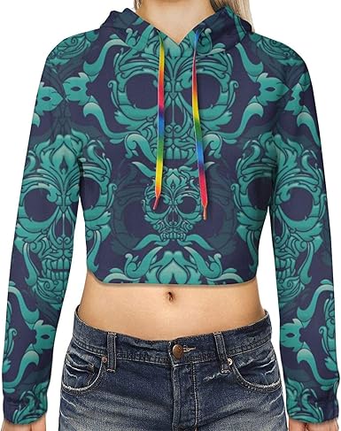 turquoise cropped hoodie