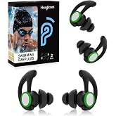 Ear Plugs for Swimming &ndash; 2 Pairs Soft Silicone Reusable Waterproof Earplugs for Adults &amp; Men Women, Custom Fit for Swimmers Ear, Pool, Beach, Snorkeling, Surfing, Kickboard Training(Black)