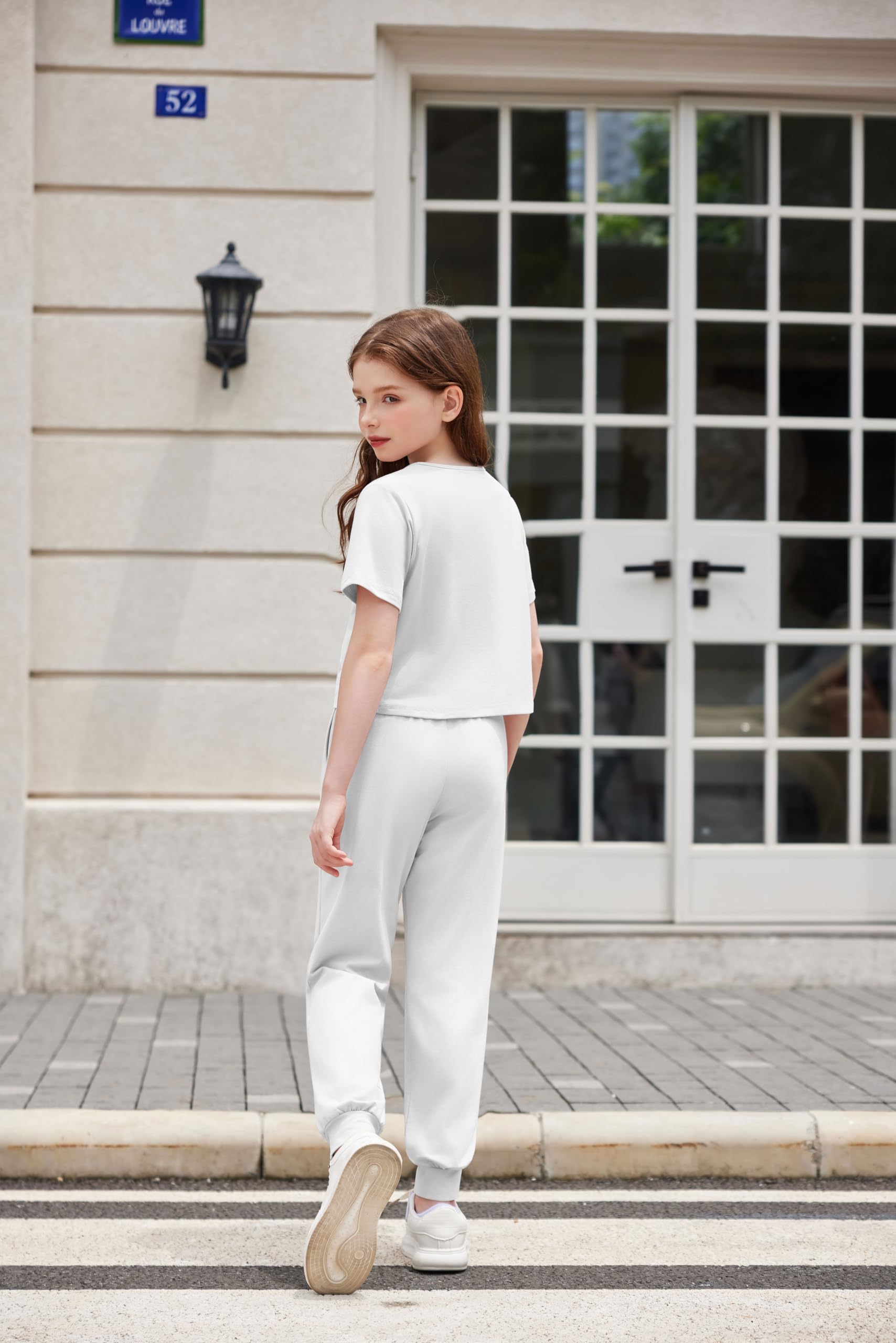 Arshiner 3 Piece Girls Outfit High Low Hem Top, Cami, and Sweatpants for Kids 6-13 Years