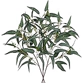 Faux Eucalyptus Stems Willow Eucalyptus Leaves 34” Long Fake Salix Leaves 3 Pcs Artificial Greenery Stems for DIY Bouquet Arrangements Centerpieces Shower Decorations-Artificial Eucalyptus Stems
