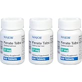 Major 27 mg Ferate Tabs - Ferrous Gluconate Elemental Iron Dietary Supplement - 100 Count (3 Pack)