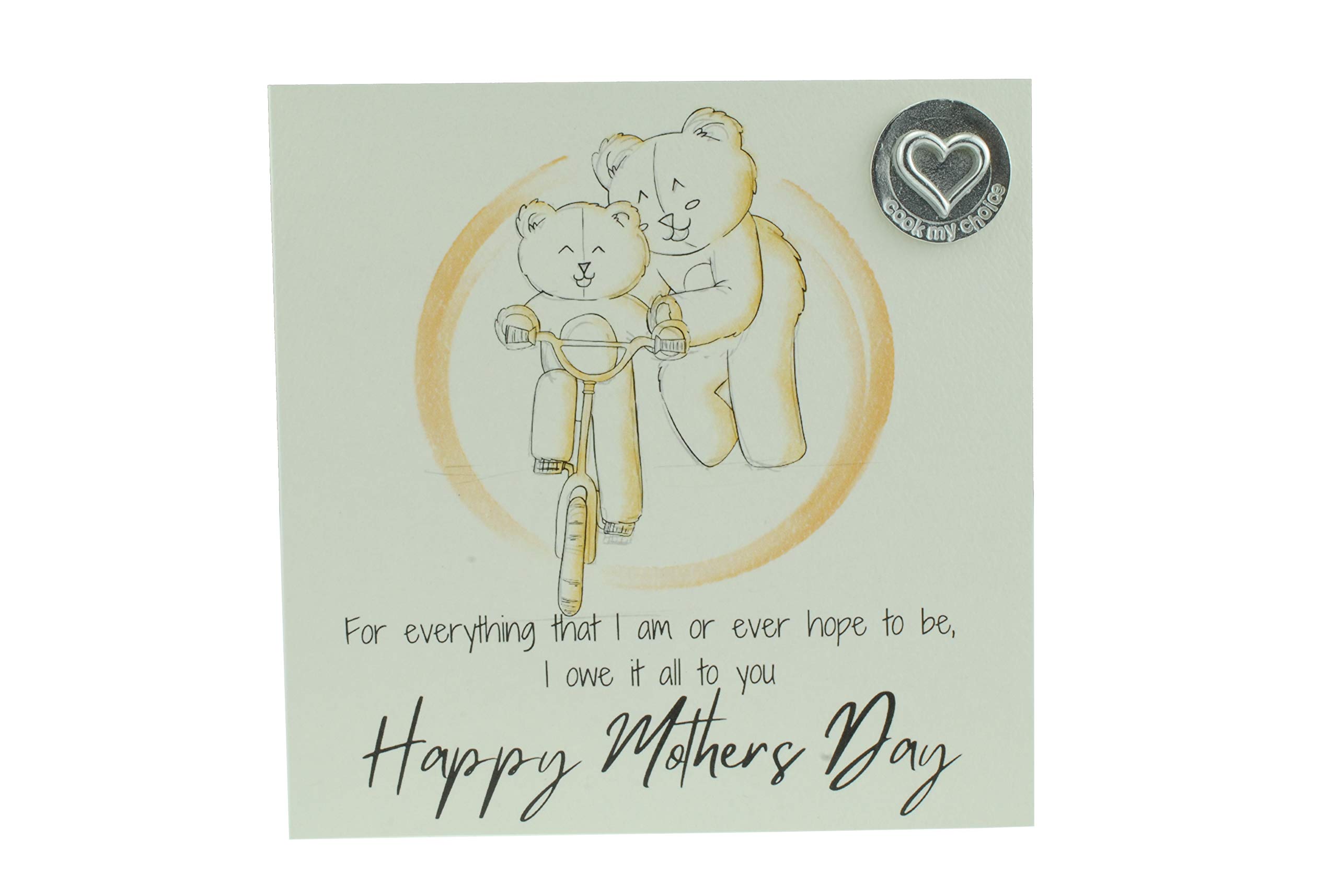 Thoughtful Mothers Day Card with Mum and Child Playing – Includes ‘Cook My Choice’ Gift Token (gcmumbikecmc)