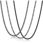 Zocomi 3 PCS Chain Necklace for Men Women, Stainless Steel Cuban Link/Figaro/Herringbone Chains Set Jewelry Gifts, 16/18/20/22/24 Inches