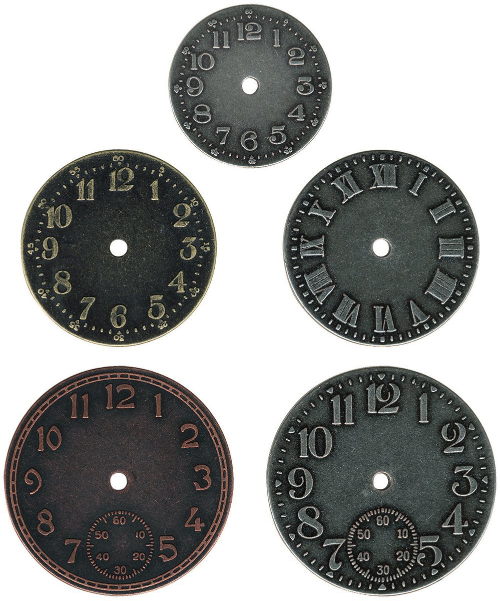 Advantus Idea-Ology Timepieces Clock Faces 1.25 1.75-inch, Antique Nickel, Brass and Copper, Metal, Bronze