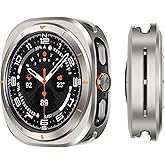 Suphart Metal Cases Compatible with Samsung Galaxy Watch Ultra (2025/2024) 47mm Case, Stainless Steel Protective Cover Rugged Bumper with Back Frame for Galaxy Watch Ultra, Titanium/Orange