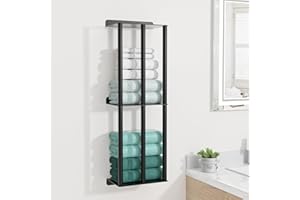 susswiff Towel Racks for Bathroom: 26 Inch Wall Mounted Towel Holder, Upgrade 2-Tier Towel Rack with 3-Vertical-Bars and 3-Steel-Shelves, for Modern Decor Bathroom Towel Storage (Matte Black)