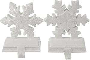 Northlight Glittered Snowflake Christmas Stocking Holder - 6.5” - White - Set of 2