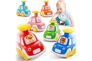 TooyBing Press and Go Car Toys for Toddlers 1-3, 6 Pack Animal Baby Car Toys for 1 2 Year Old Boy, Push Go Friction Vehicle Toys for Infants 12-18 Months, One First Birthday Gifts for Boys Girls