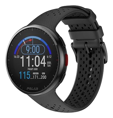 POLAR Pacer Pro Advanced Ultra-Light GPS Fitness Tracker Smartwatch for Runners with Training Program & Recovery Tools; S-L, for Men or Women, Grey-Black