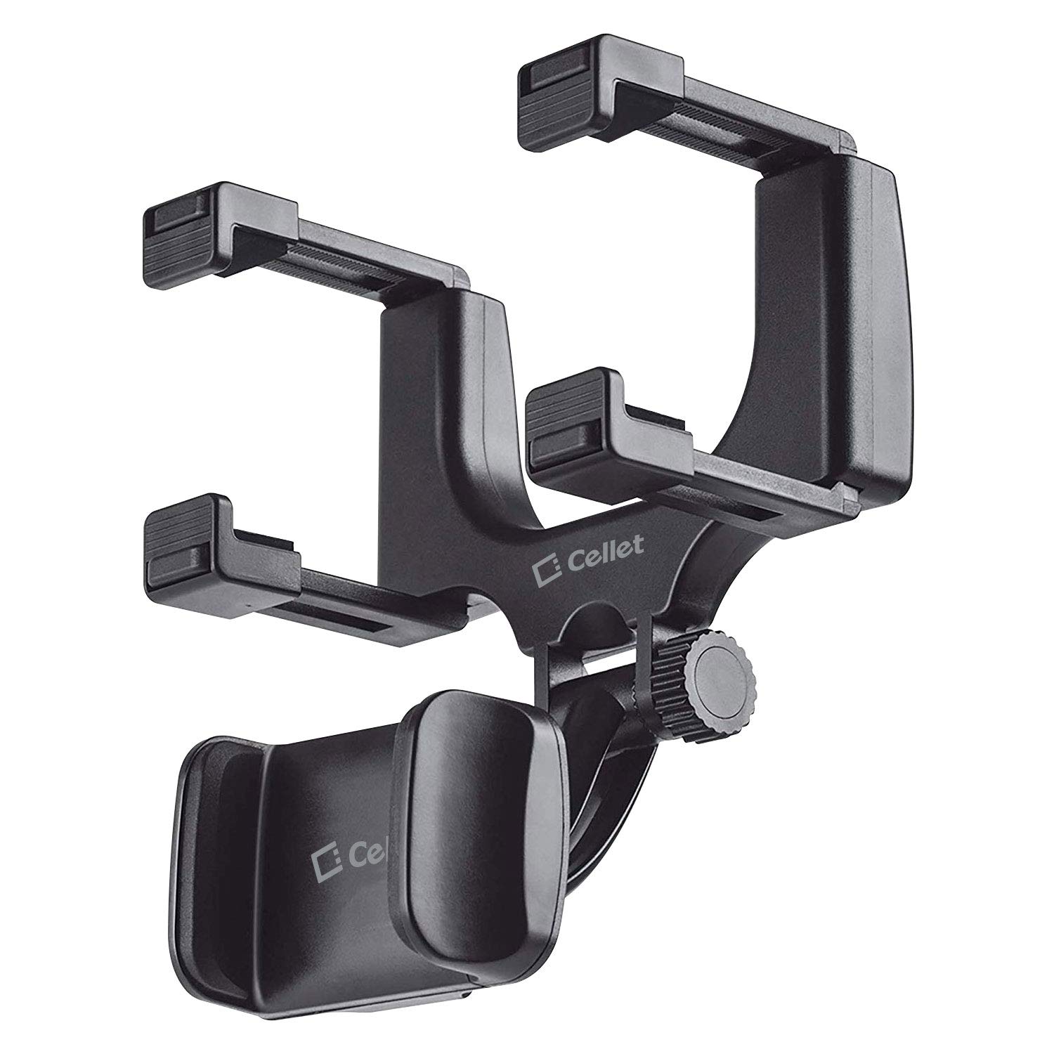 Photo 1 of Cellet Vehicle Rear View Mirror Phone Holder Mount Universal Smartphone Cradle Compatible to Apple iPhone, Samsung Galaxy Smartphones, Google Pixel, Moto, Google Map GPS Navigation, Dash Cam Mount