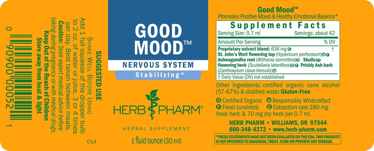 Herb Pharm Good Mood Liquid Herbal Formula with St. John's Wort for Healthy Emotional Balance - 1 Ounce: Health & Personal Care