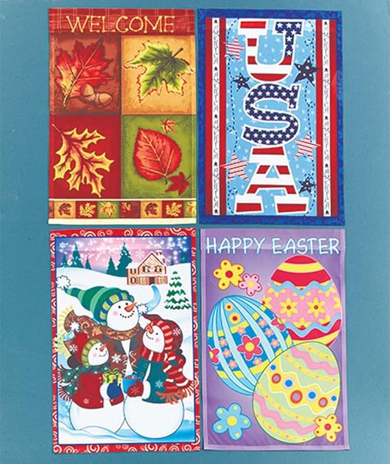 Amazon.com : Set of 4 Seasonal Flags : Outdoor Flags : Garden & Outdoor