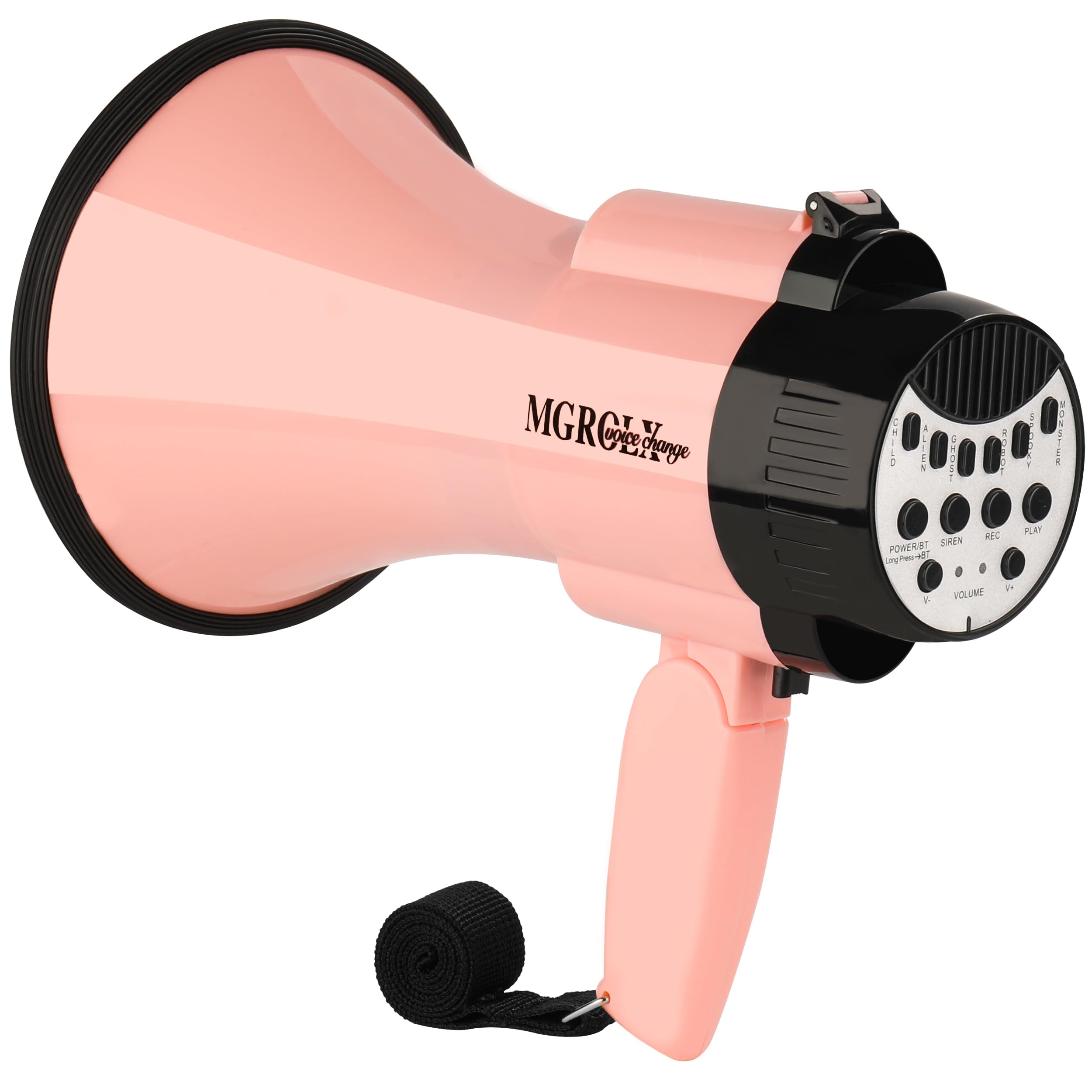 Photo 1 of MGROLX 30w Megaphone Bullhorn | Loud Speaker with 6 Different Sound Effects | Built-in Bluetooth Mode, Siren and Recording | Voice Changer Function for Outdoor Sports, Kids, Cheer(Pink)