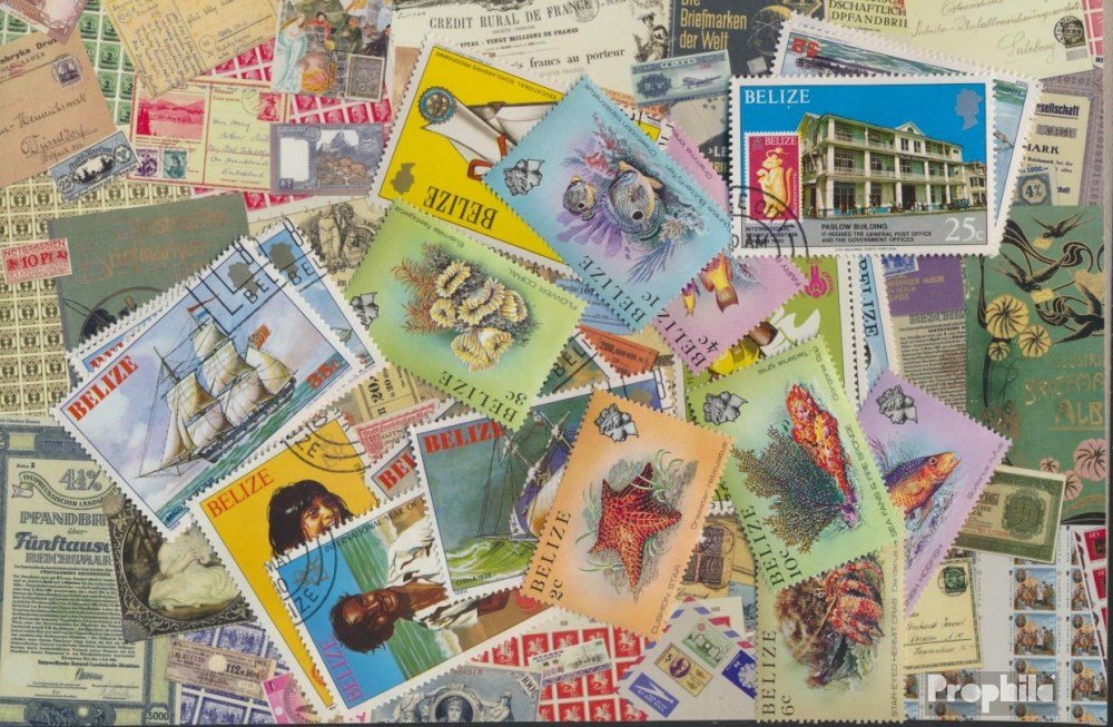Prophila Collection belize 25 various stamps (Stamps for collectors)