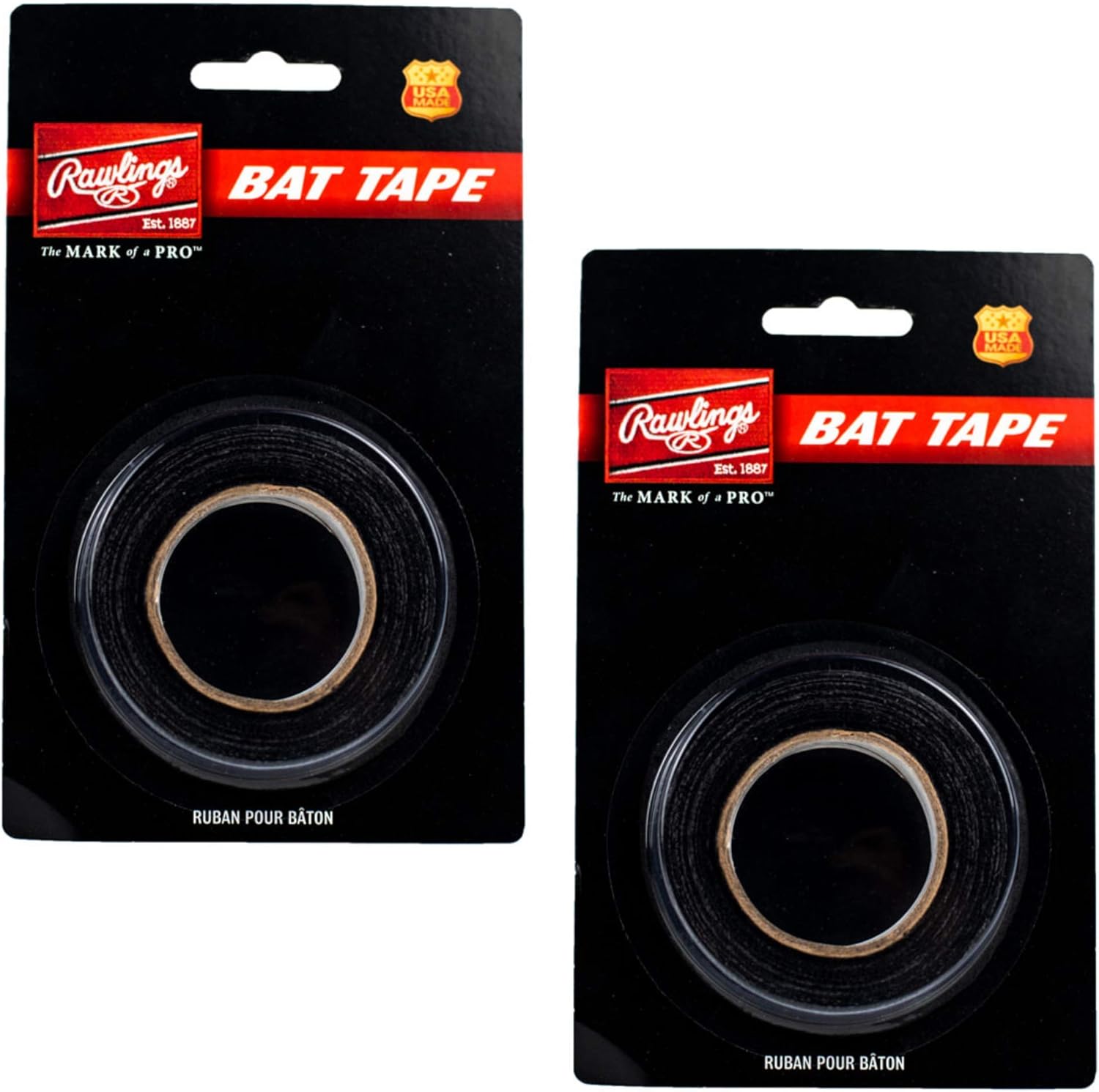 Rawlings Baseball Softball Bat Tape Grip (2Pack, Black
