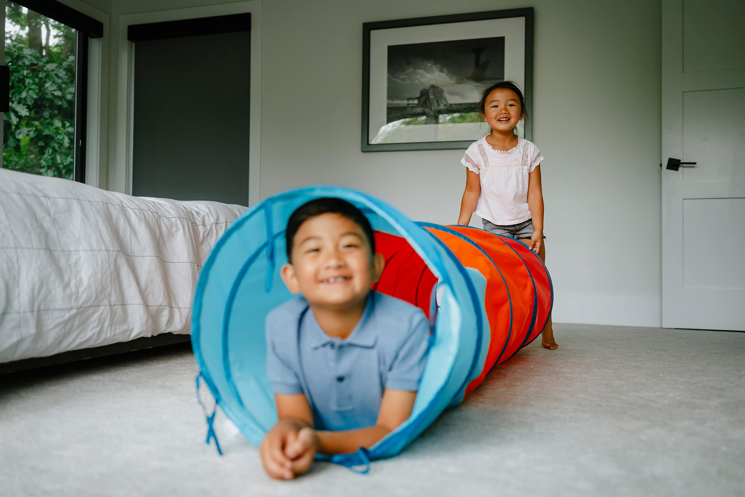 Chuckle & Roar - Pop Up Play Tunnel - Active Play for Toddlers - Preschool pop up Tent Companion - Ages 3 and up - Rainbow Tunnel