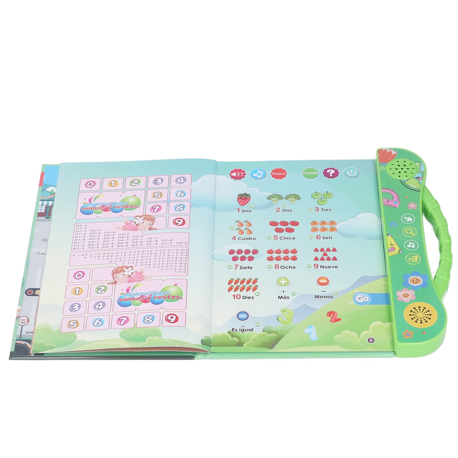 Masyrt Spanish Talking Sound Book Interactive Learning Toy with 4 Games, English Stories, Math Sheets Mini Games for Children