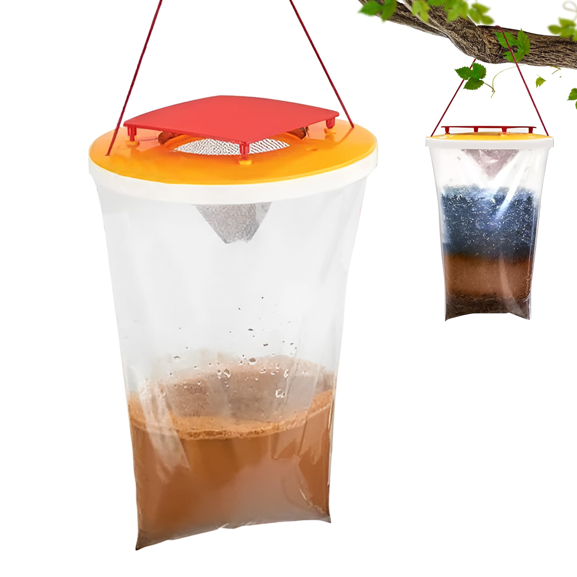 Pack of 2 Fly Trap Bag Outdoor Hanging Fly Catcher, Disposable Ranch Fly Trap Catcher Bag with Fly Bait, Fly Killer Insects Repellent for Outdoor Garden, Farm, Horse Barn