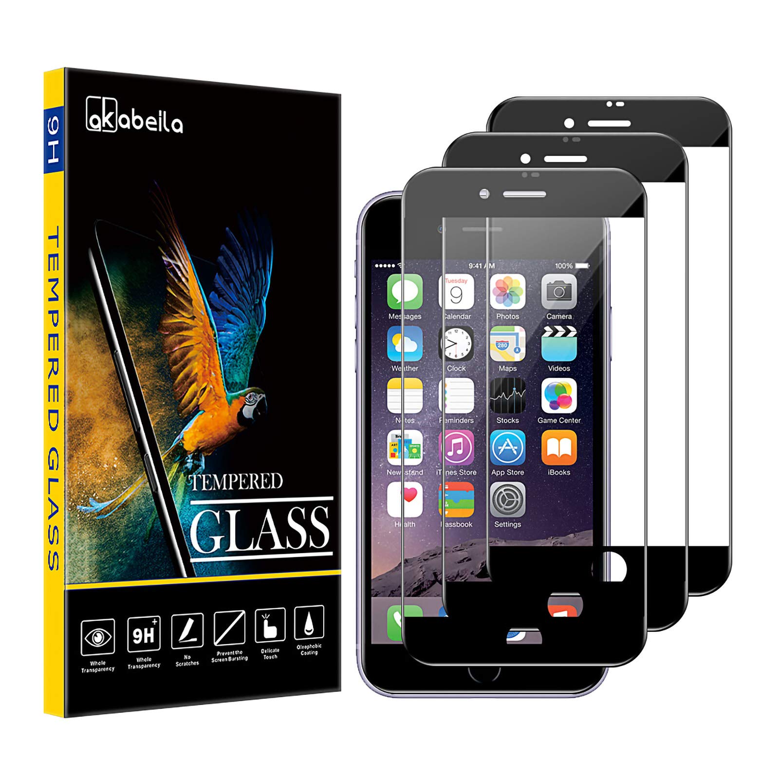 AKABEILA [3 Pack Screen Protector for iPhone SE 2022/SE 2020/8/7 HD Tempered Glass Protective Films Case Friendly Easy Installation Anti Scratch Bubble Free