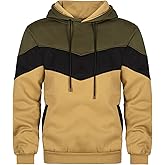 Keasmto Mens Hoodies Pullover Sweatshirt Color Block Fleece Long Sleeve Patchwork Casual Hoodie with Pockets