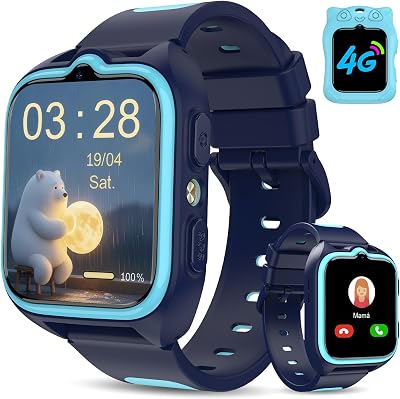 Relógio Inteligente 4G para Crianças com Videochamada e GPS, Relógio Inteligente Infantil com SOS, Lanterna LED, Chat de Voz, Bateria de 800 mAh, Modo Aula, Pedómetro, Câmara, IP68, Presente e Brinquedo para Raparigas e Rapazes