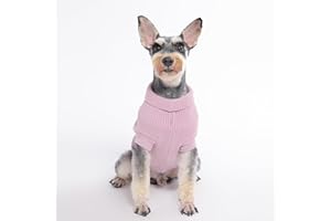 MengMengDa,Dog Pullover Sweater, Cable Knitwear, Classic Turtleneck Warm and Soft Clothes for Chihuahua, Bulldog, Dachshund, Pug, Yorkie,Dog Outfits for Small Dogs Medium Dogs, (PinkpurpleS)