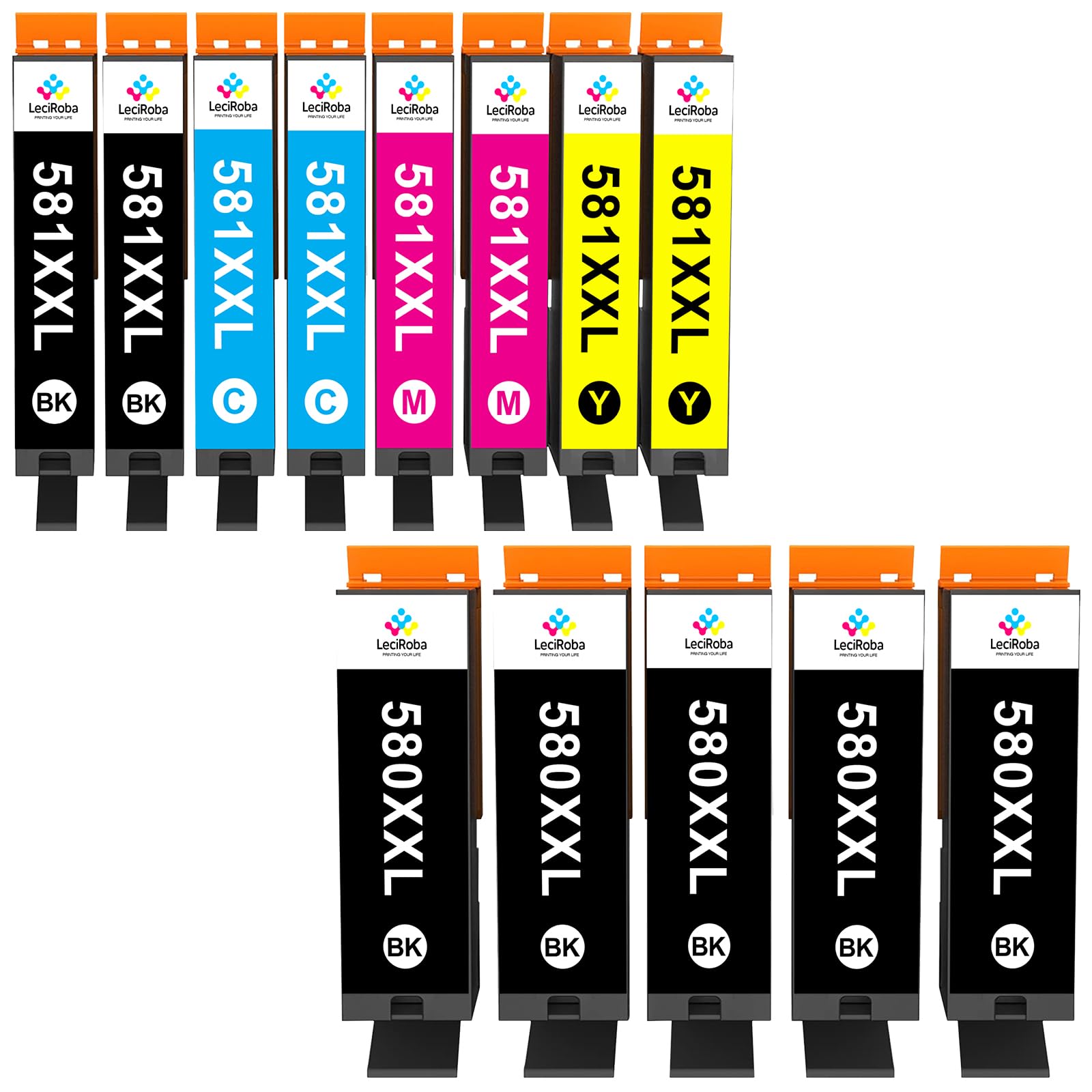 LeciRoba 580XXL 581 XXL Printer Cartridges for Canon - PGI-580 CLI-581 Multipack for TR7500 TR8500 TS6100 TS6200 TS6300 TS700 TS8200 TS8350 TS9150
