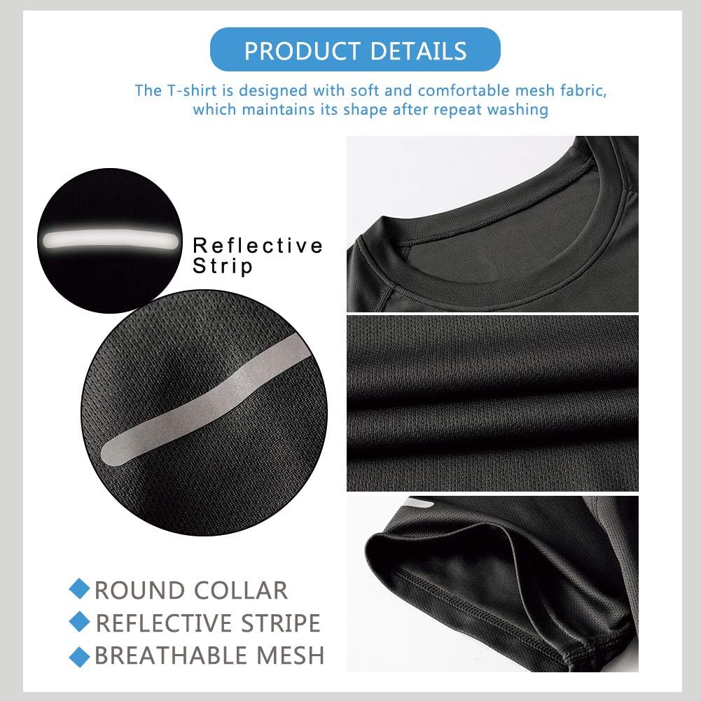 Men's Athletic T-Shirts, Cool Dry Fit Short Sleeve Shirt Fitness Sport Workout Crew Neck Tees: Clothing