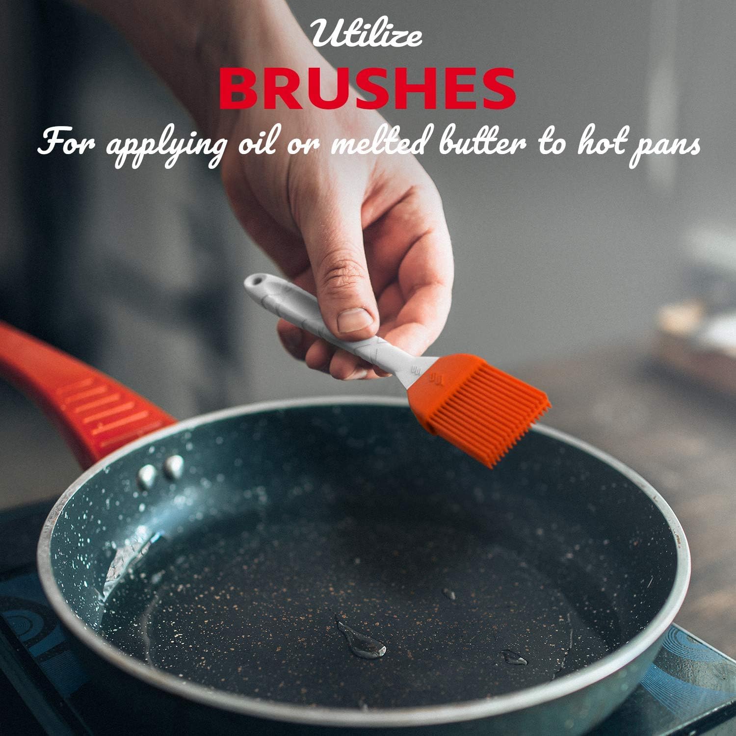 M KITCHEN WORLD Silicone Basting - BBQ, Pastry, and Oil Brush (Orange), Turkey Baster, Barbecue Utensil - use for Grilling & Marinating - Desserts Baking, Set of 2 with 2 Recipe Electronic Books: Kitchen & Dining