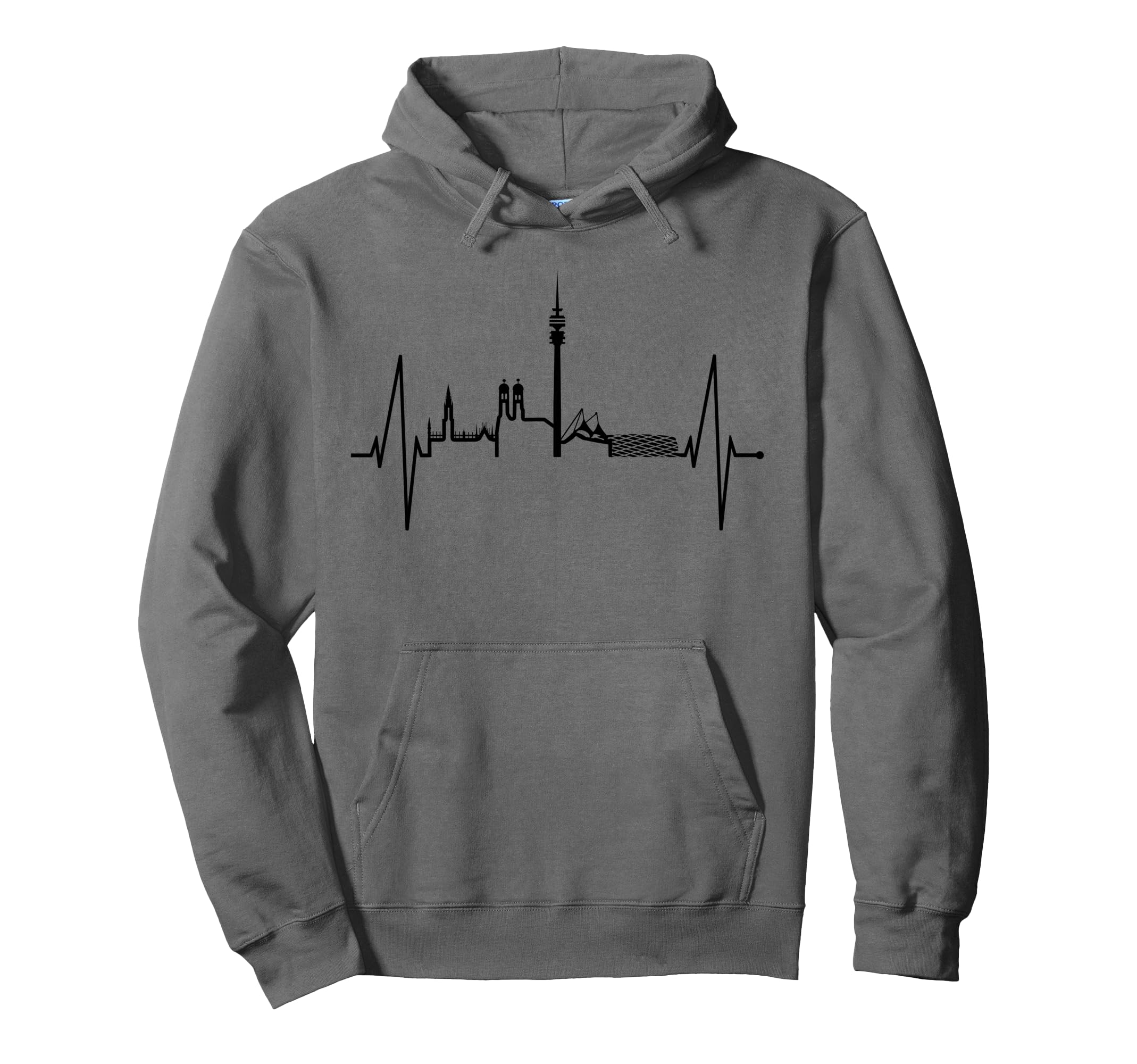 Munich Skyline Heartbeat Germany I Love München Pullover Hoodie
