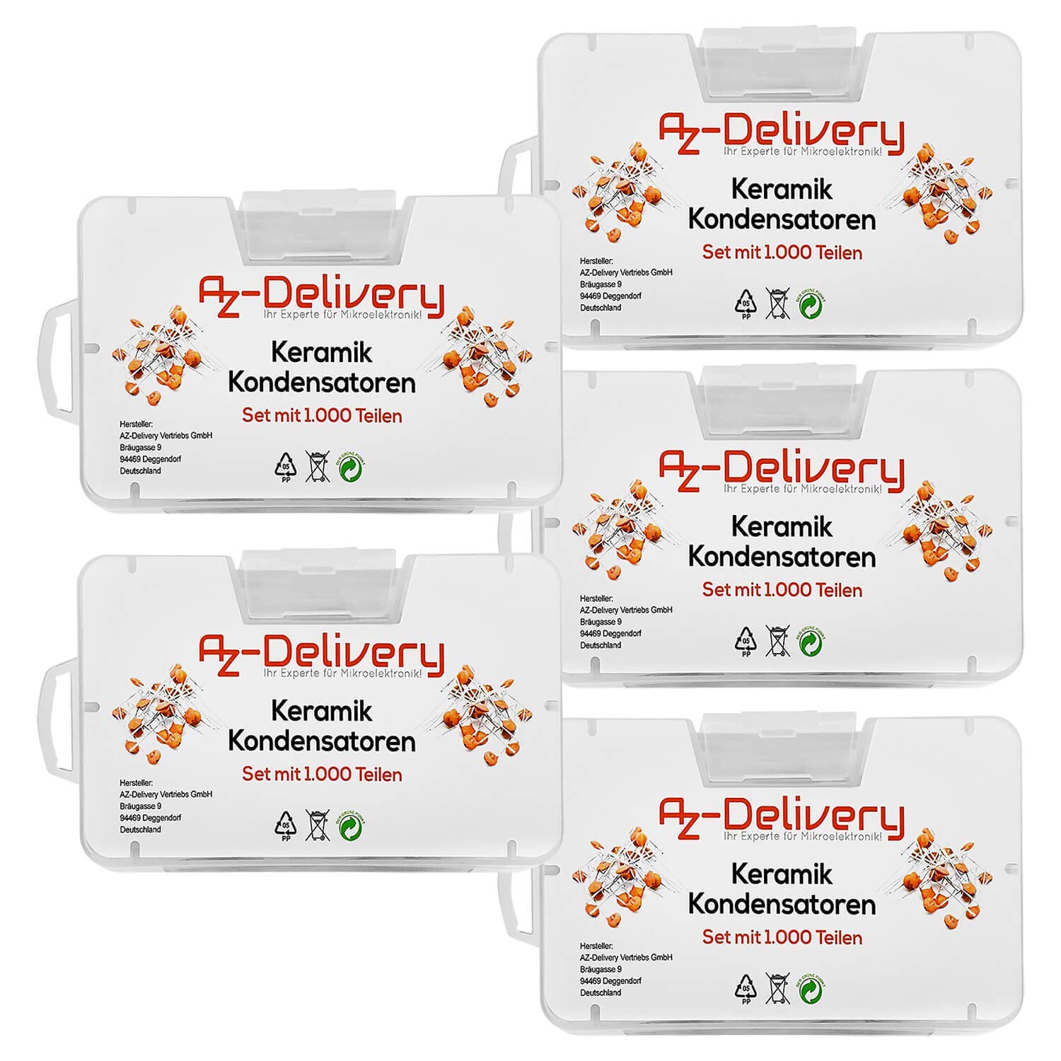 AZDelivery 5 x Capacitor Assortment Ceramic Capacitor Set 1000 Parts 50 Varieties 20 Pieces Each compatible with Arduino including E-Book!