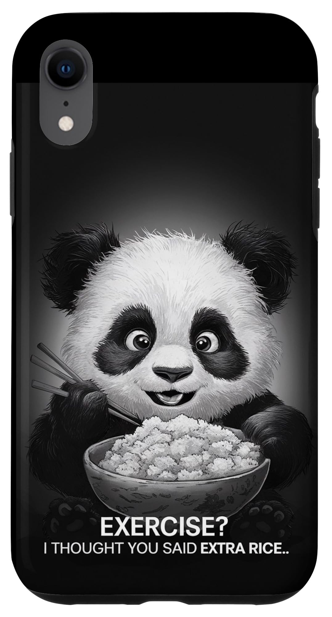 iPhone XR Cute Panda, Extra Rice, Funny, Exercise boys girls men women Case