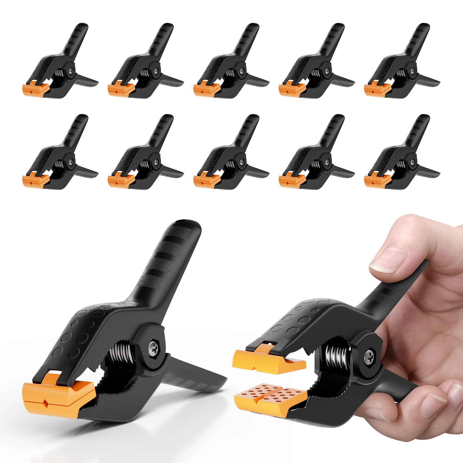 EMART 12 Pack Heavy Duty Spring Clamps 4.5 Inch Professional Plastic Backdrop Clips for Photography Studio, Background Stand, Woodworking, Crafts, Tarp
